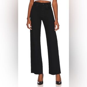 SLVRLAKE Grace Jeans in Jet Black Wide Leg Frayed Hem Size 27